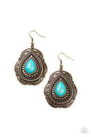 Southwestern Soul - Brass & Turquoise Earrings Paparazzi