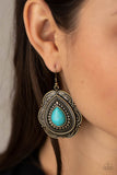 Southwestern Soul - Brass & Turquoise Earrings Paparazzi