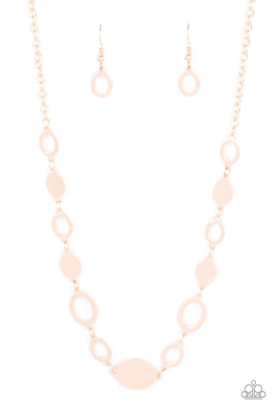 Working OVAL-time - Rose Gold Necklace Paparazzi