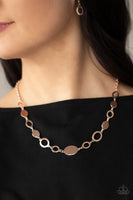 Working OVAL-time - Rose Gold Necklace Paparazzi