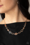 Working OVAL-time - Rose Gold Necklace Paparazzi