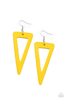 Bermuda Backpacker - Yellow Wooden Earrings Paparazzi