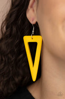 Bermuda Backpacker - Yellow Wooden Earrings Paparazzi