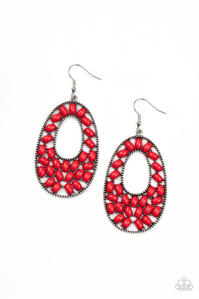 Beaded Shores - Red Earrings Paparazzi