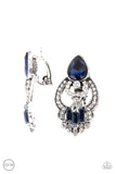 Glamour Gauntlet - Blue Clip-On Earrings Paparazzi