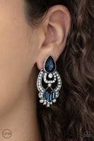 Glamour Gauntlet - Blue Clip-On Earrings Paparazzi