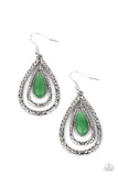 Teardrop Torrent - Green Earrings Paparazzi