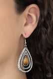 Teardrop Torrent - Brown Tiger's Eye Earrings Paparazzi