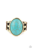 Divine Deserts - Brass and Turquoise Ring Paparazzi