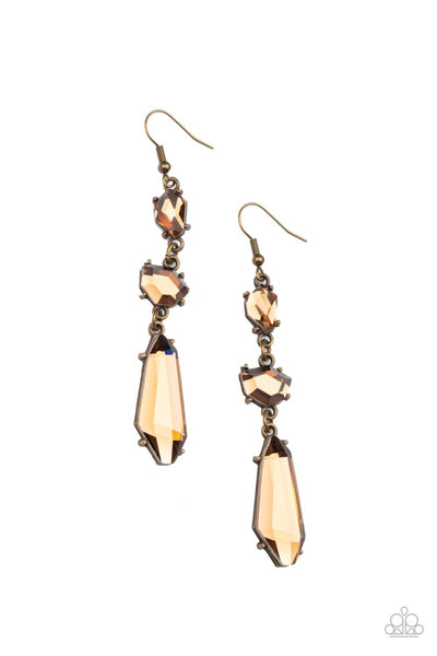 Sophisticated Smolder - Brass Earrings Paparazzi