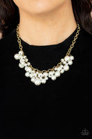 Down For The COUNTESS - Brass Pearl Necklace Paparazzi