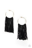 Flauntable Fringe - Gold Fringe Earrings Paparazzi