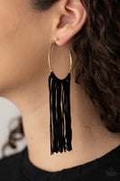 Flauntable Fringe - Gold Fringe Earrings Paparazzi