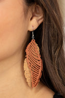 WINGING Off The Hook - Brown Earrings