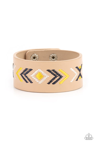 Cliff Glyphs - Yellow Wrap Bracelet Paparazzi