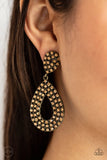 Pack In The Pizzazz - Brass Clip-On Earrings Paparazzi