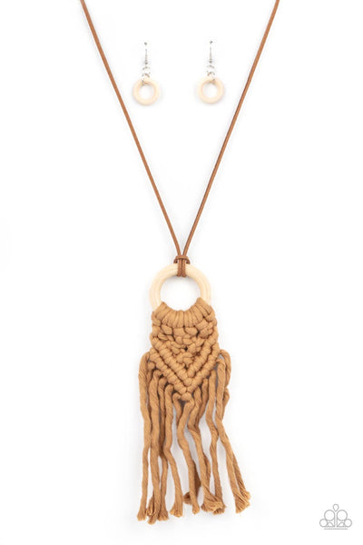 Crafty Couture - Brown Macrame Necklace Paparazzi