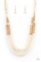 Powerhouse Perfection - Gold Pearl Necklace Paparazzi