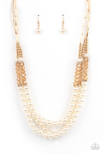 Powerhouse Perfection - Gold Pearl Necklace Paparazzi