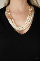 Powerhouse Perfection - Gold Pearl Necklace Paparazzi