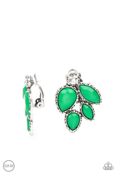 Fancy Foliage - Green Clip On Earrings Paparazzi