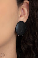 WOODWORK It - Black Clip On Earrings Paparazzi