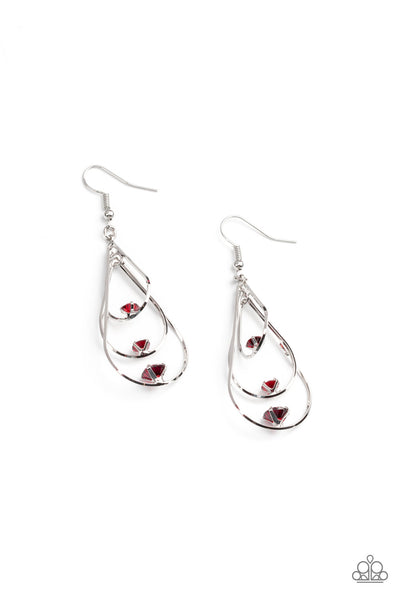 Drop Down Dazzle - Red Earrings Paparazzi