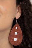 Rustic Torrent - Brown Faux Leather Earrings Paparazzi