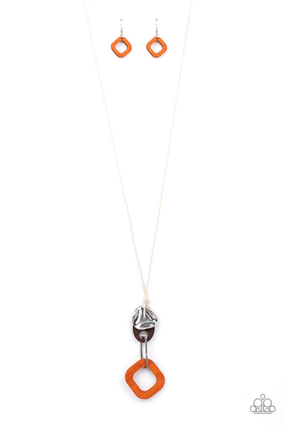 Top Of The WOOD Chain - Orange Necklace Paparazzi