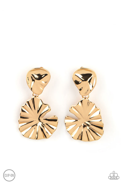 Empress Of The Amazon - Gold Clip On Earrings Paparazzi