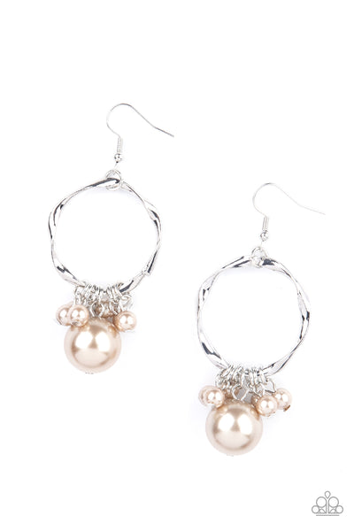 Delectably Diva - Brown Pearl Earrings Paparazzi