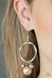 Delectably Diva - Brown Pearl Earrings Paparazzi
