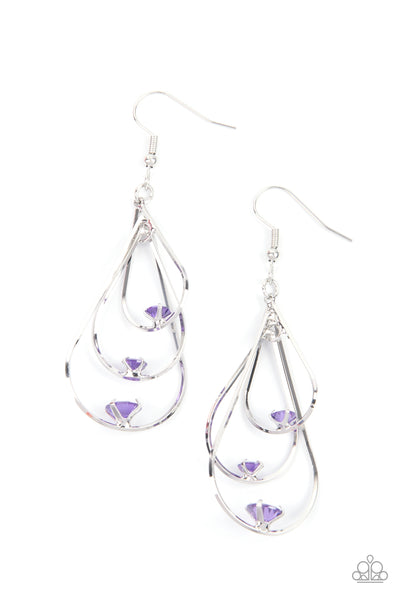 Drop Down Dazzle - Purple Earrings Paparazzi