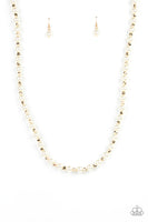 Nautical Novelty - Gold Pearl Necklace Paparazzi