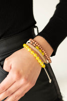 Down HOMESPUN - Yellow Bracelet Paparazzi