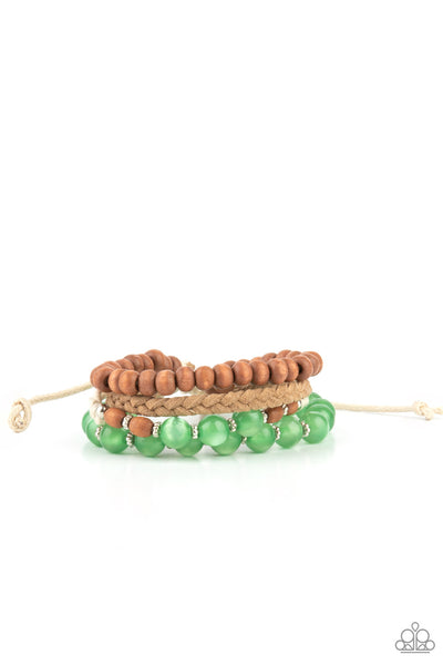 Down HOMESPUN - Green Bracelets Paparazzi