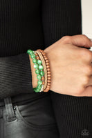 Down HOMESPUN - Green Bracelets Paparazzi