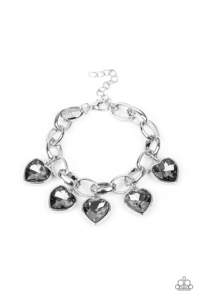 Candy Heart Charmer - Silver Heart Bracelet Paparazzi