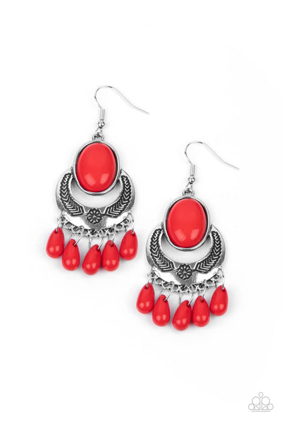 Prairie Flirt - Red Earrings Paparazzi