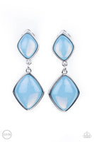 Double Dipping Diamonds - Blue Clip-On Earrings Paparazzi