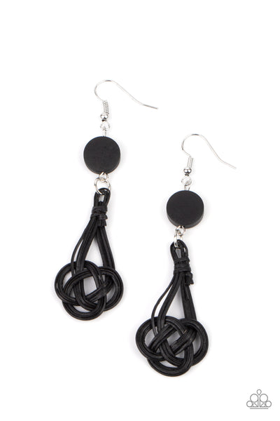 Twisted Torrents - Black Earrings Paparazzi