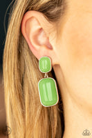 Meet Me At The Plaza - Green Clip On Earrings Paparazzi