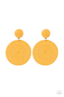 Circulate The Room - Yellow Corded Earrings Paparazzi