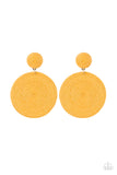 Circulate The Room - Yellow Corded Earrings Paparazzi