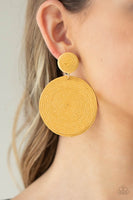 Circulate The Room - Yellow Corded Earrings Paparazzi