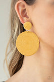 Circulate The Room - Yellow Corded Earrings Paparazzi