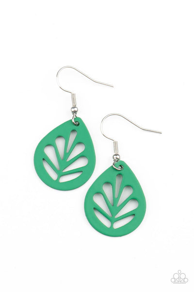 LEAF Yourself Wide Open - Green Earrings Paparazzi