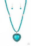 A Heart Of Stone - Blue Heart Necklace Paparazzi