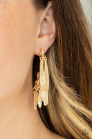 Pursuing The Plumes - Gold Earrings Paparazzi