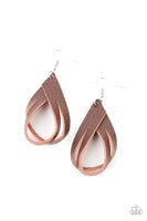 Thats A STRAP - Brown Faux Leather Earrings Paparazzi